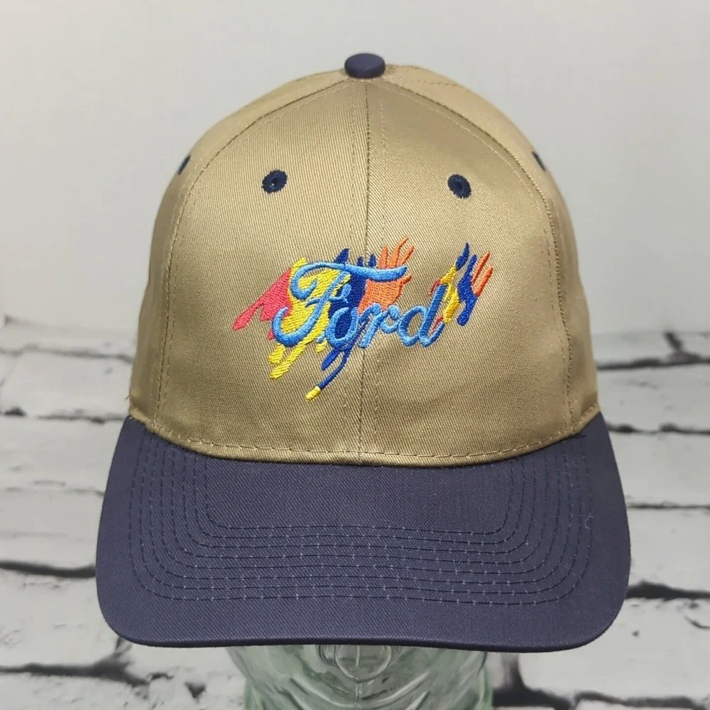 Ford Beige With Bright Logo Snapback Hat Adjustable Ball Cap